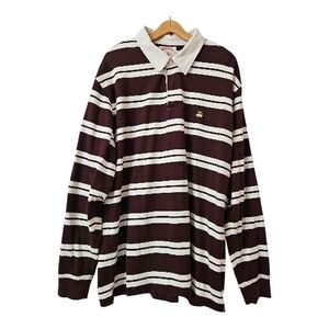 Vtg Y2K 90s Brooks Brothers Rugby Polo Mens XL Preppy Striped Long Sleeve